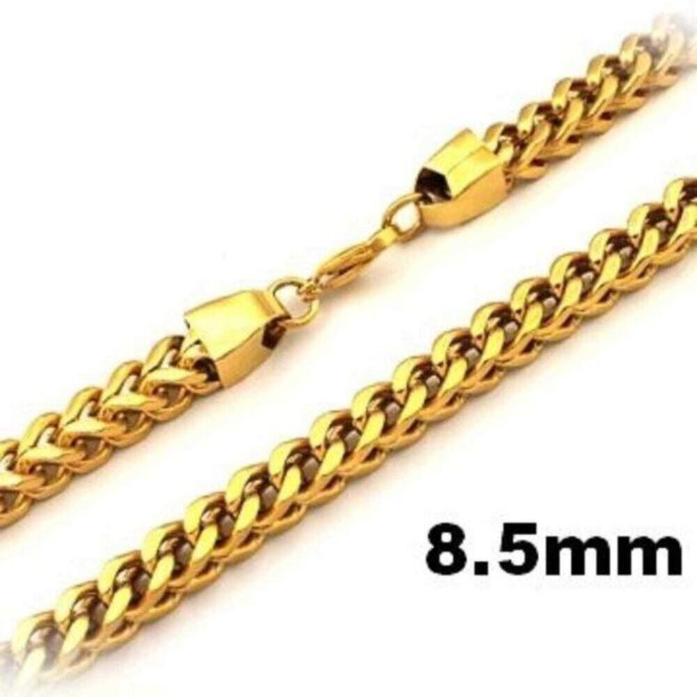 316L stainless steel gold tone box necklace 24 inches long
